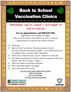 Back to School Vaccination Clinics