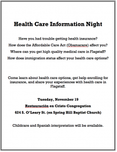 Nov. 19 — Health Care Information Night