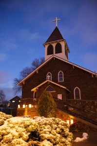 Our Lady of Guadalupe will be lighted with more than 100 luminarias on Dec. 11 as a preview to the Feast a la Virgen de Guadalupe. Photo by Star Hunter / AmigosNAZ