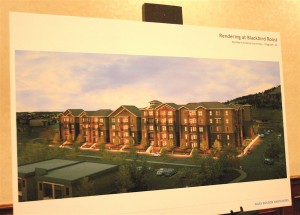 Artist rendering of "The Standard" multi story student housing project at Blackbird Roost Street and Route 66.
