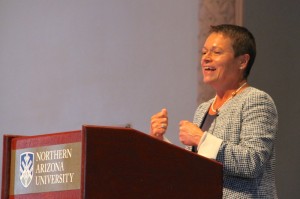 r. Cheng addresses a standing-room-only crowd at the Ashurst Auditorium at NAU. Photo by Lisa Schnebly Heidinger.