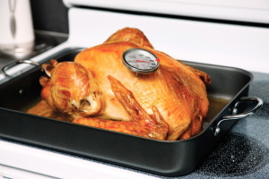 Once turkey weight is determined, then use a thermometer to accurately tell when the bird is cooked correctly. Photo courtesy of Metro Editorial Services (MS)
