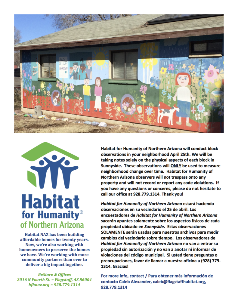 Habitat for Humanity of Northern Arizona to conduct block observation on April 25